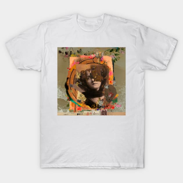 THE LADY AND THE FLOWERS T-Shirt by Victoria Herrera Collagist